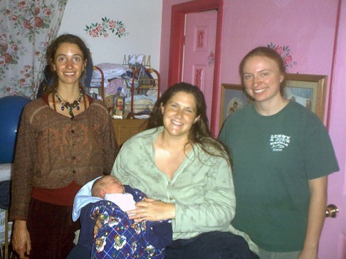 Jenny Hatch with Freeborn Benjamin and my Doula and Massage Therapist three days after the birth in 2002!