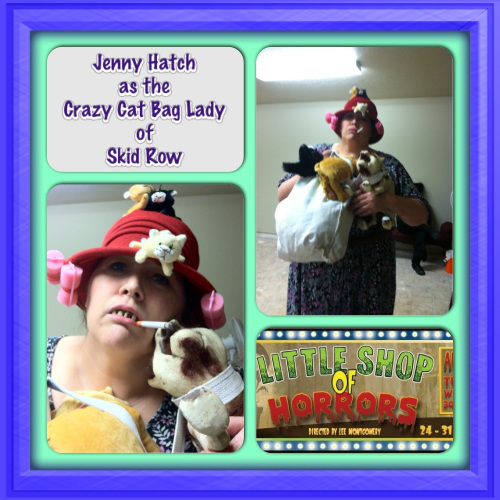 Jenny Hatch As the Crazy Cat Bag Lady of SKID ROW Little Shop of Horrors Promotions