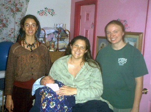 Jenny with Massage Therapists Amy and Wendy and baby Benjamin