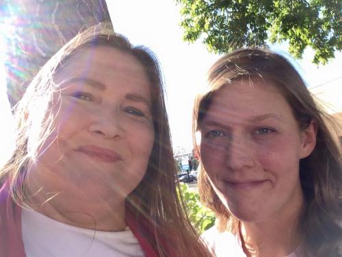 Jenny and Shelly after the gig